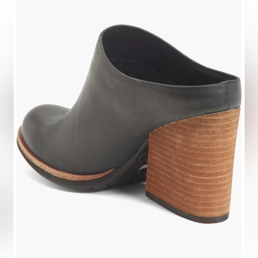 Kork Ease Challis Clog Mule Black Leather Slip On Bootie Block Heel Size 11 - Picture 2 of 11